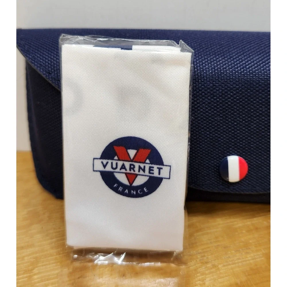 Vuarnet France Navy Blue Canvas Sunglasses Case with Cleaning Cloth